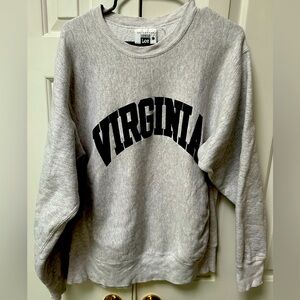 VIRGINIA in black block letters on LiteGray Men Sweatshirt. Heavyweight . Lg.
